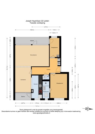 Floorplan - Joseph Haydnlaan 22, 2324 AS Leiden
